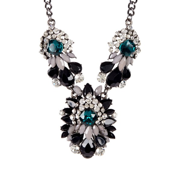 Noir Princess Emerald Marquise Cluster Statement Necklace